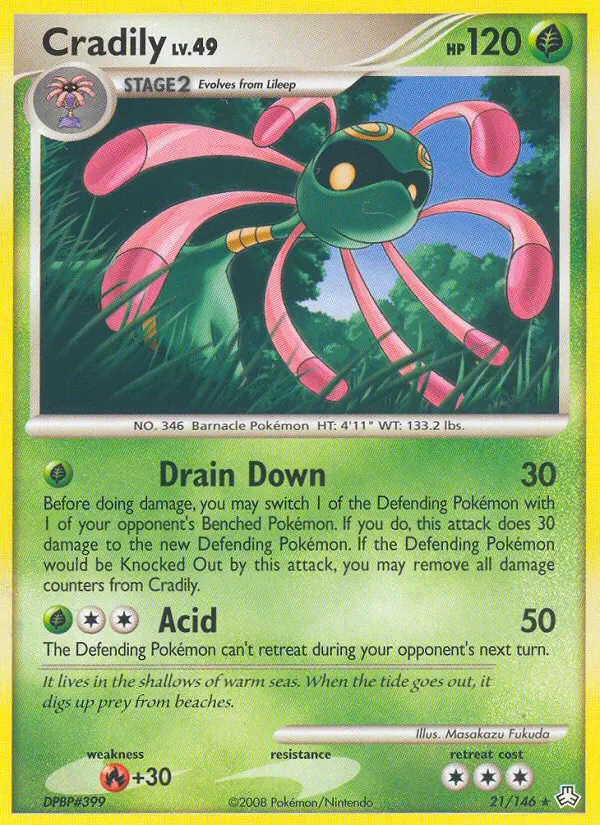 Cradily Rare Pokemon card #21 from Legends Awakened