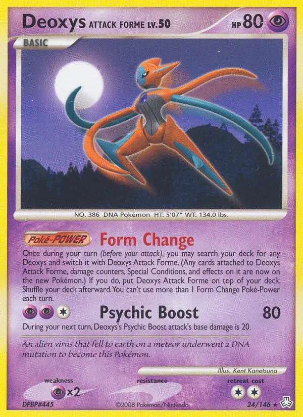 Deoxys Attack Forme Rare Pokemon card #24 from Legends Awakened