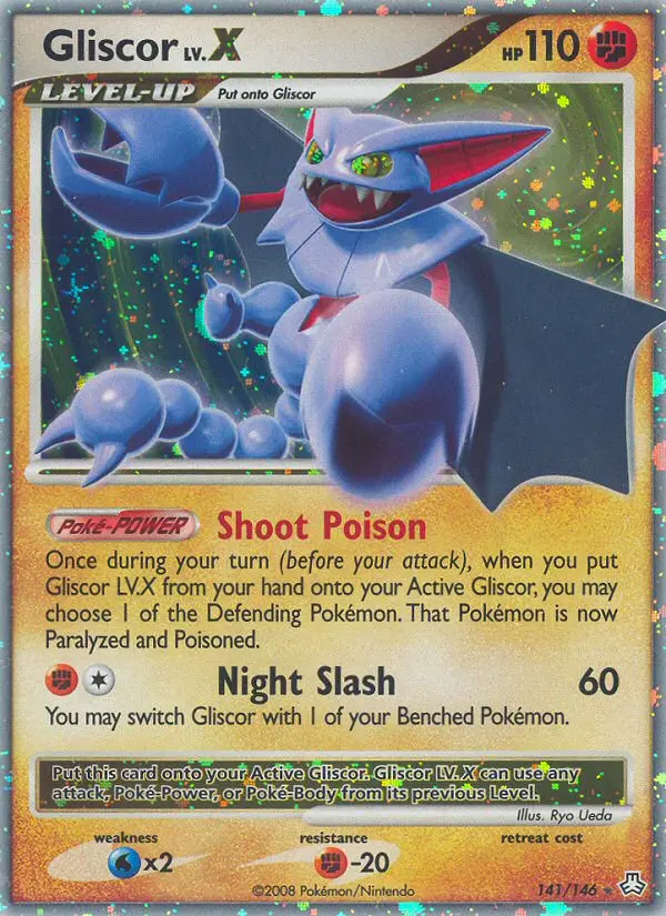 Gliscor Rare Holo LV.X Pokemon card #141 from Legends Awakened