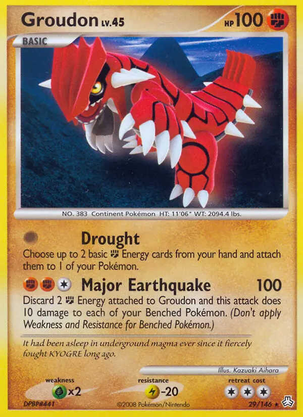 Groudon Rare Pokemon card #29 from Legends Awakened