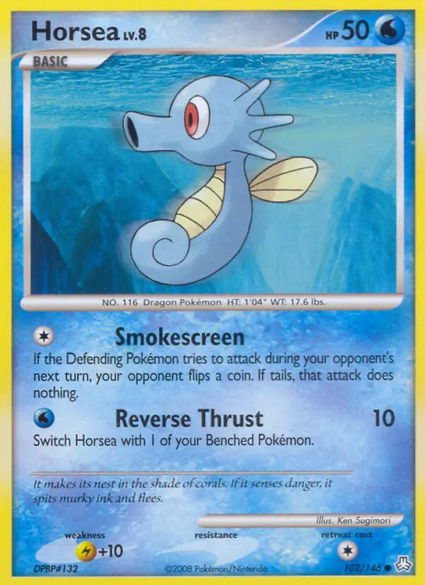 Horsea Common Pokemon card #102 from Legends Awakened