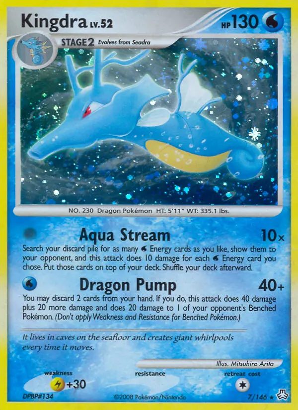 Kingdra Rare Holo Pokemon card #7 from Legends Awakened
