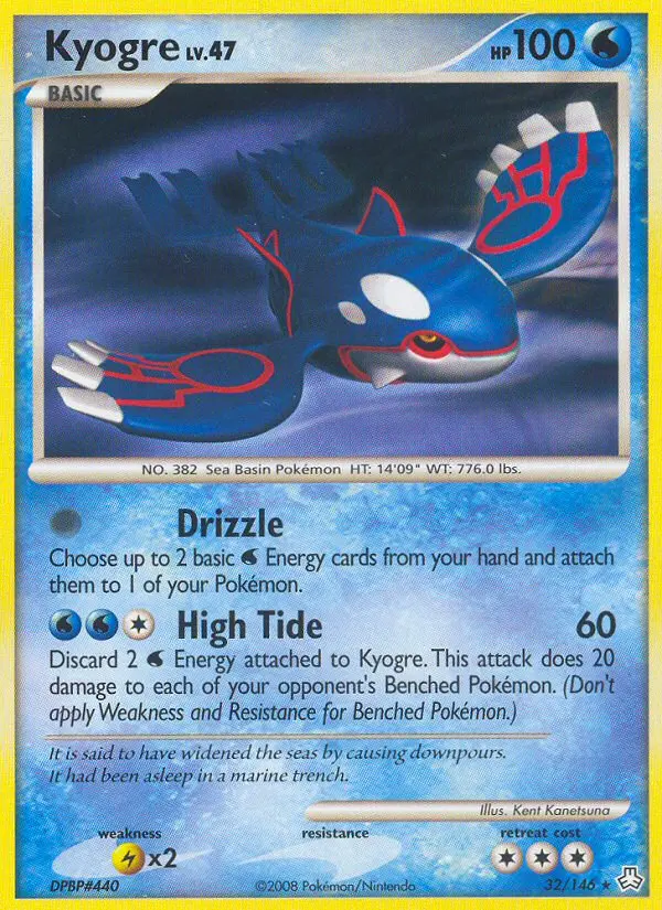 Kyogre Rare Pokemon card #32 from Legends Awakened