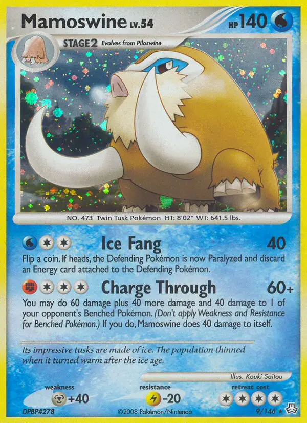 Mamoswine Rare Holo Pokemon card #9 from Legends Awakened