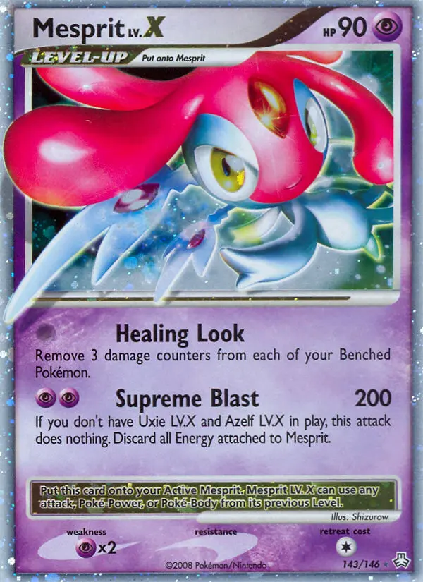 Mesprit Rare Holo LV.X Pokemon card #143 from Legends Awakened