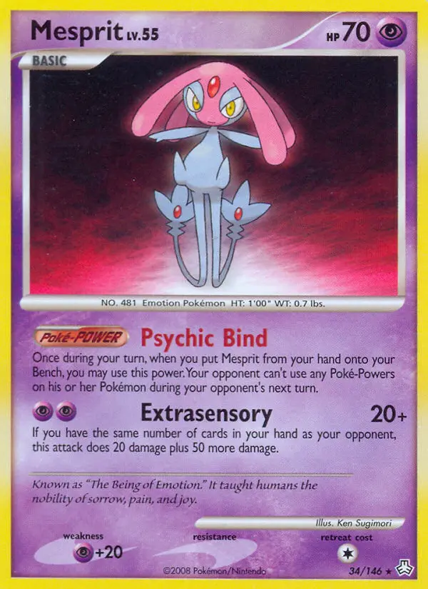 Mesprit Rare Pokemon card #34 from Legends Awakened