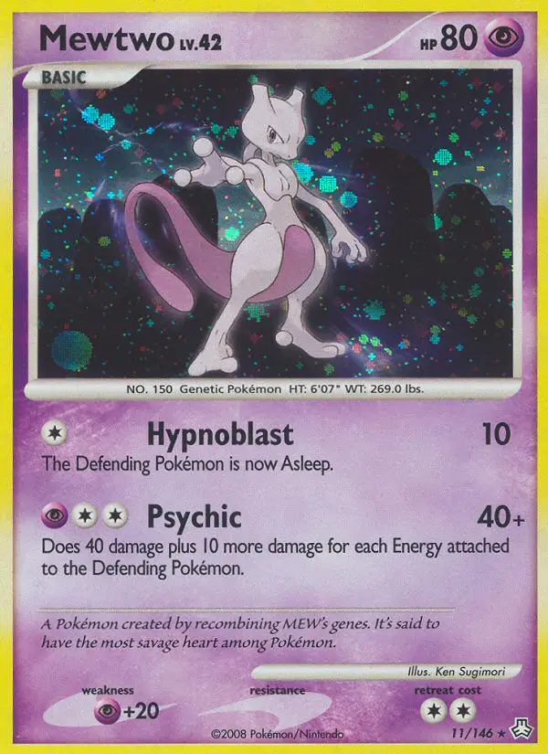 Mewtwo Rare Holo Pokemon card #11 from Legends Awakened