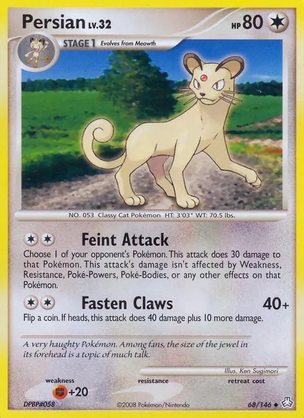 Persian Uncommon Pokemon card #68 from Legends Awakened