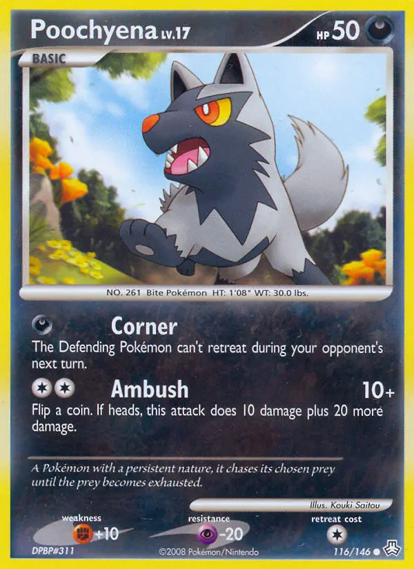Poochyena Common Pokemon card #116 from Legends Awakened