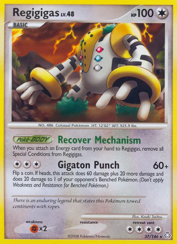 Regigigas Rare Pokemon card #37 from Legends Awakened