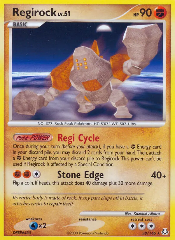Regirock Rare Pokemon card #38 from Legends Awakened
