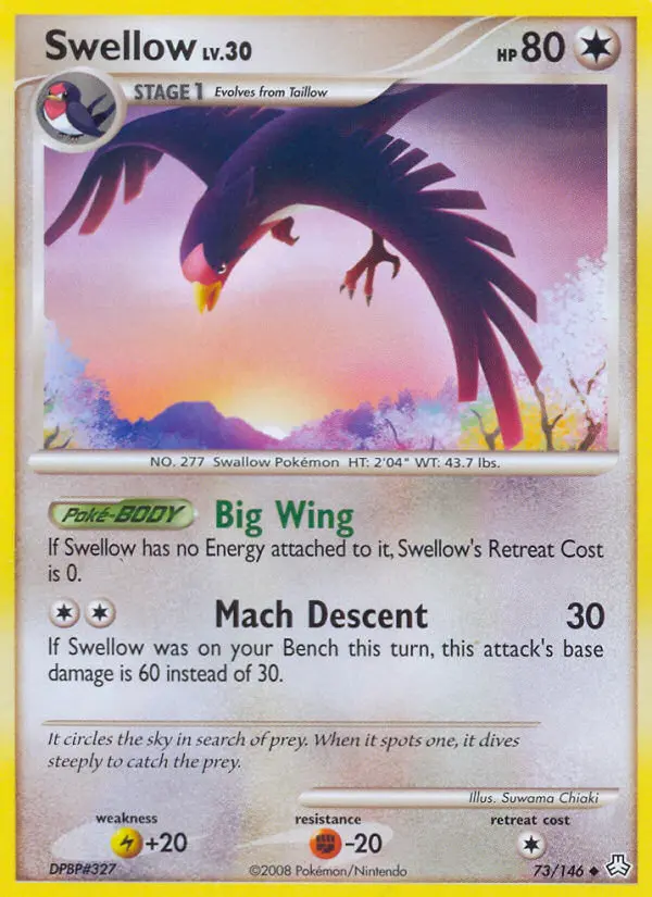 Swellow Uncommon Pokemon card #73 from Legends Awakened