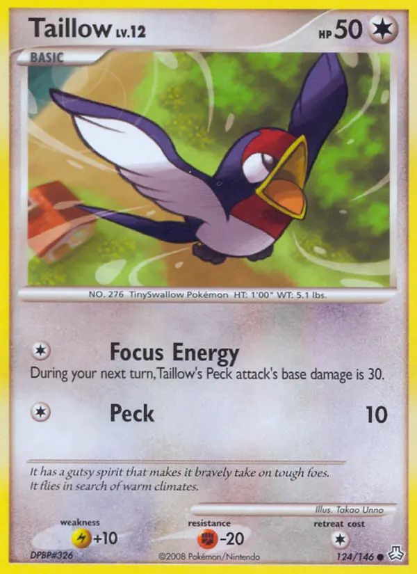Taillow Common Pokemon card #124 from Legends Awakened