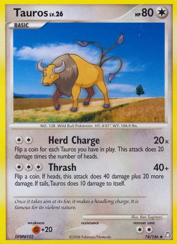 Tauros Uncommon Pokemon card #74 from Legends Awakened