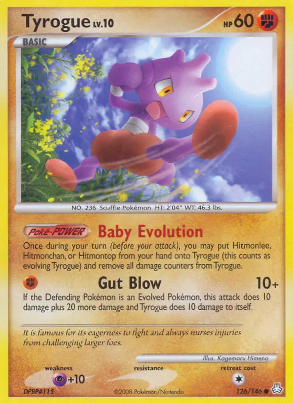 Tyrogue Common Pokemon card #126 from Legends Awakened