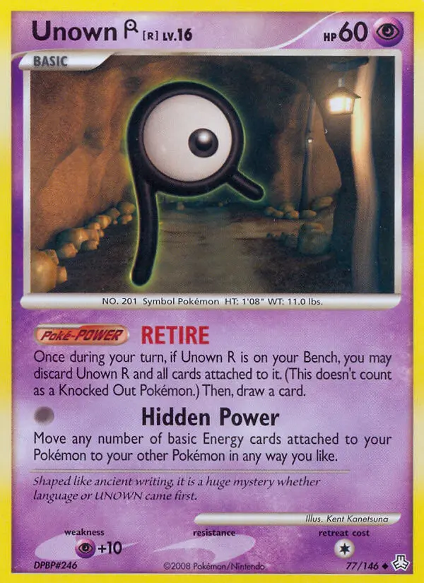 Unown R Uncommon Pokemon card #77 from Legends Awakened