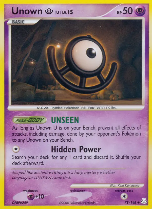 Unown U Uncommon Pokemon card #78 from Legends Awakened