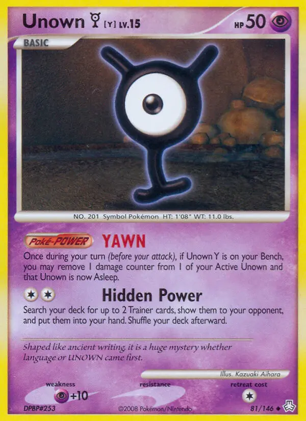 Unown Y Uncommon Pokemon card #81 from Legends Awakened