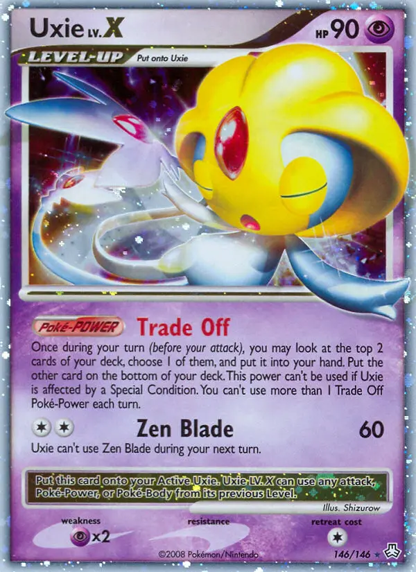 Uxie Rare Holo LV.X Pokemon card #146 from Legends Awakened