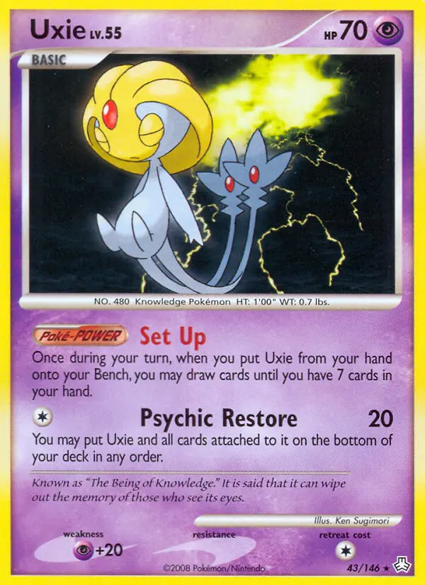 Uxie Rare Pokemon card #43 from Legends Awakened