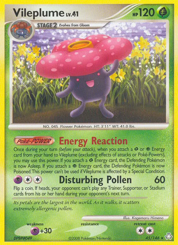 Vileplume Rare Pokemon card #45 from Legends Awakened