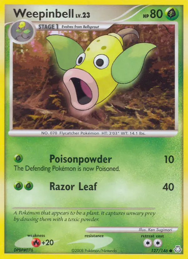 Weepinbell Common Pokemon card #127 from Legends Awakened
