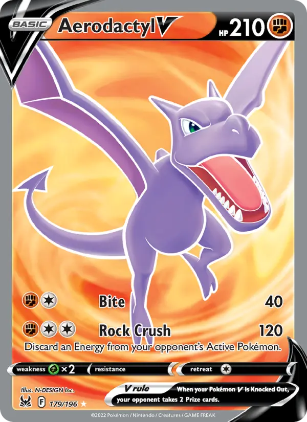 Aerodactyl V Ultra Rare Pokemon card #179 from Lost Origin