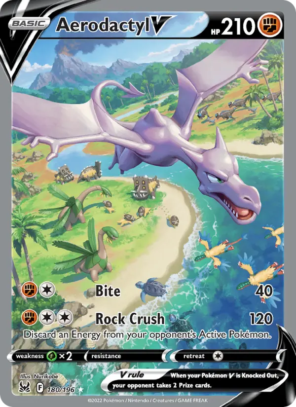 Aerodactyl V Ultra Rare Pokemon card #180 from Lost Origin