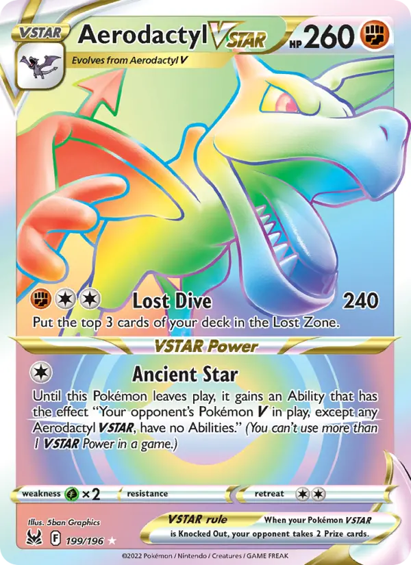 Aerodactyl VSTAR Secret Rare Pokemon card #199 from Lost Origin
