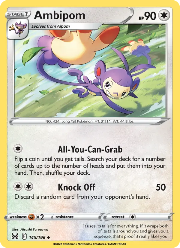 Ambipom Uncommon Pokemon card #145 from Lost Origin