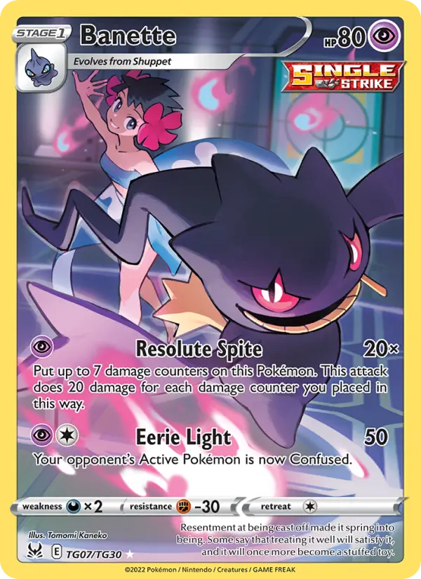 Banette Rare Pokemon card #TG07 from Lost Origin