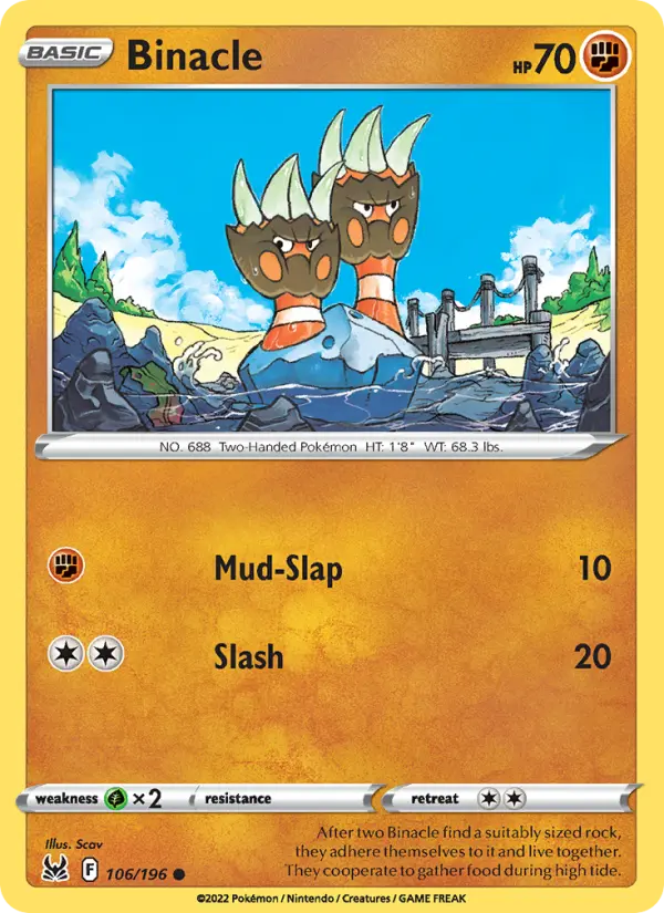 Binacle Common Pokemon card #106 from Lost Origin