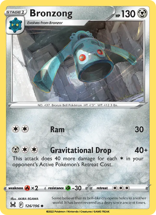 Bronzong Uncommon Pokemon card #126 from Lost Origin