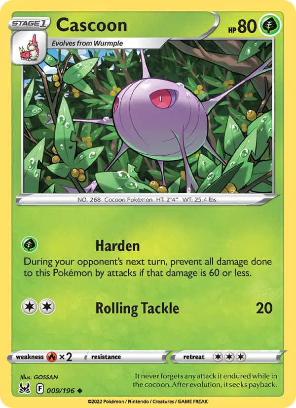 Cascoon Uncommon Pokemon card #009 from Lost Origin