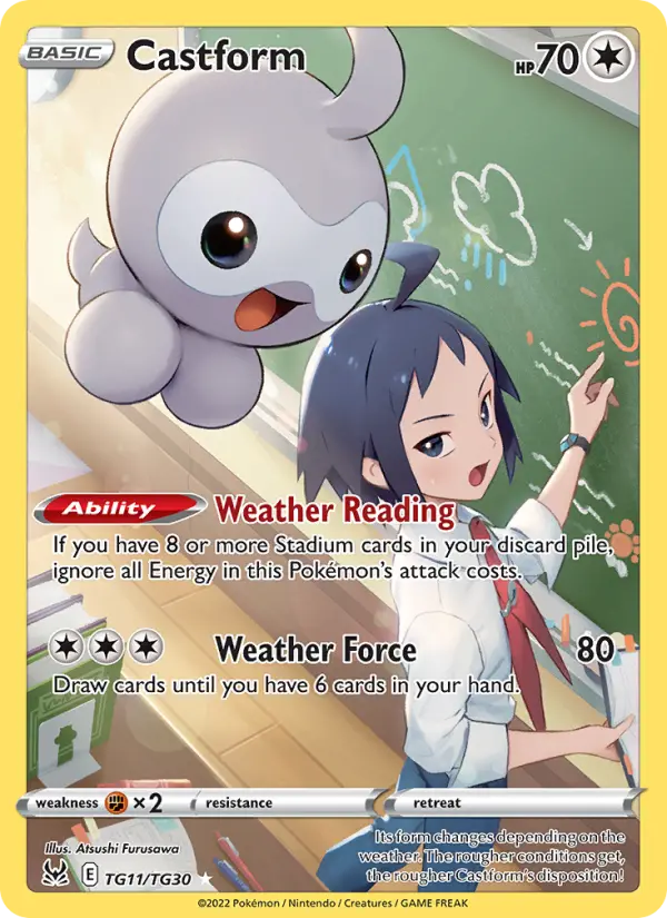 Castform Rare Pokemon card #TG11 from Lost Origin