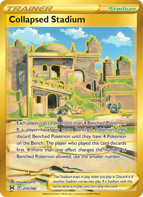 Collapsed Stadium Secret Rare Pokemon card #215 from Lost Origin