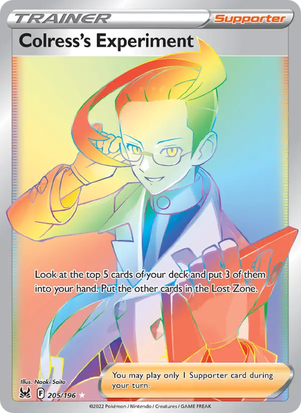 Colress's Experiment Secret Rare Pokemon card #205 from Lost Origin