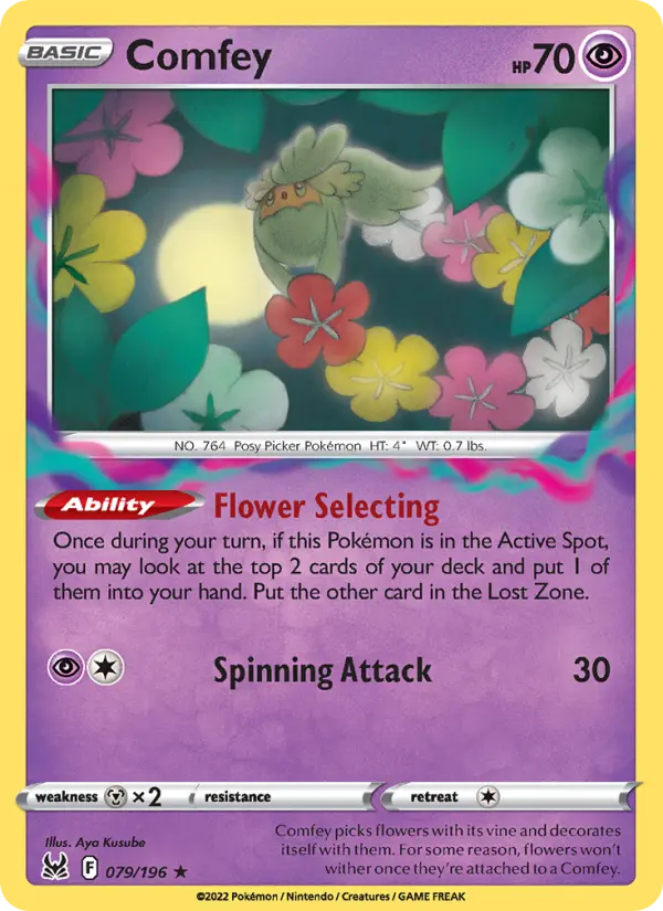 Comfey Rare Pokemon card #079 from Lost Origin