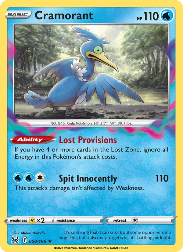 Cramorant Rare Pokemon card #050 from Lost Origin