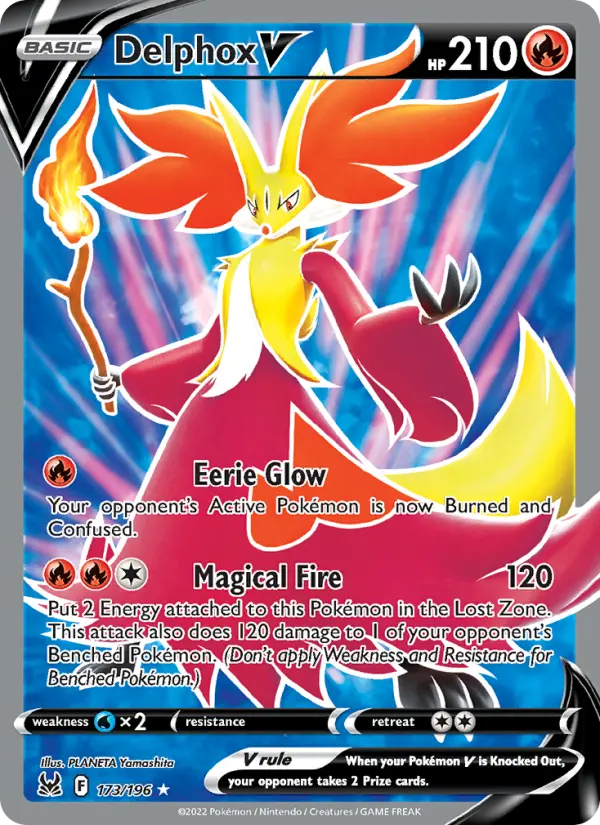 Delphox V Ultra Rare Pokemon card #173 from Lost Origin