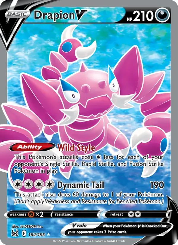 Drapion V Ultra Rare Pokemon card #182 from Lost Origin