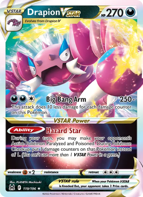 Drapion VSTAR Holo Rare VSTAR Pokemon card #119 from Lost Origin