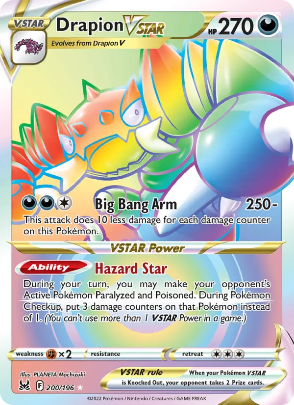 Drapion VSTAR Secret Rare Pokemon card #200 from Lost Origin