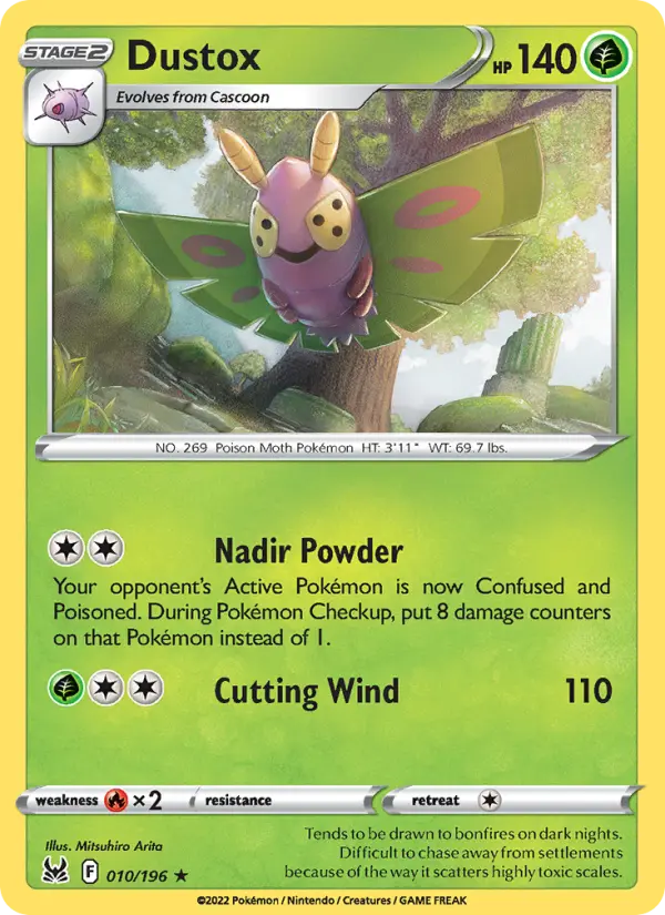 Dustox Rare Pokemon card #010 from Lost Origin