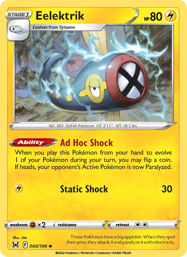 Eelektrik Uncommon Pokemon card #060 from Lost Origin