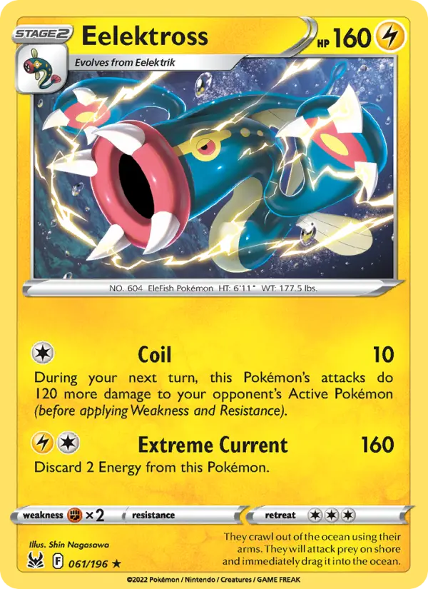 Eelektross Rare Pokemon card #061 from Lost Origin