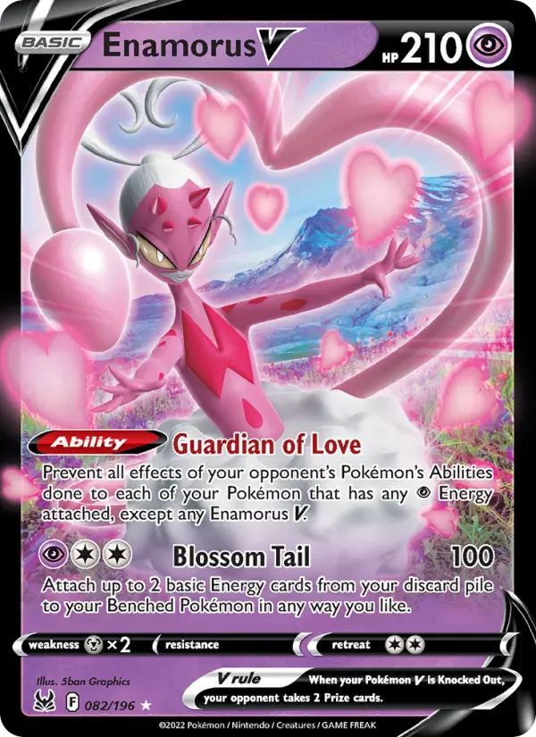 Enamorus V Holo Rare V Pokemon card #082 from Lost Origin