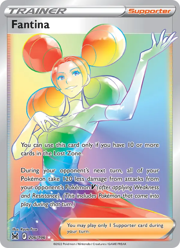 Fantina Secret Rare Pokemon card #206 from Lost Origin