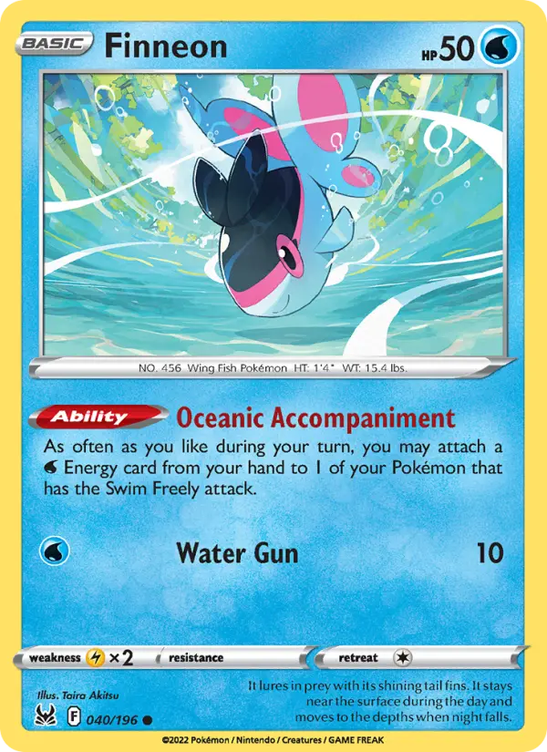 Finneon Common Pokemon card #040 from Lost Origin