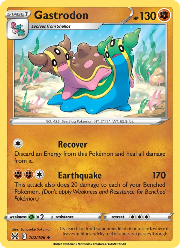 Gastrodon Uncommon Pokemon card #102 from Lost Origin